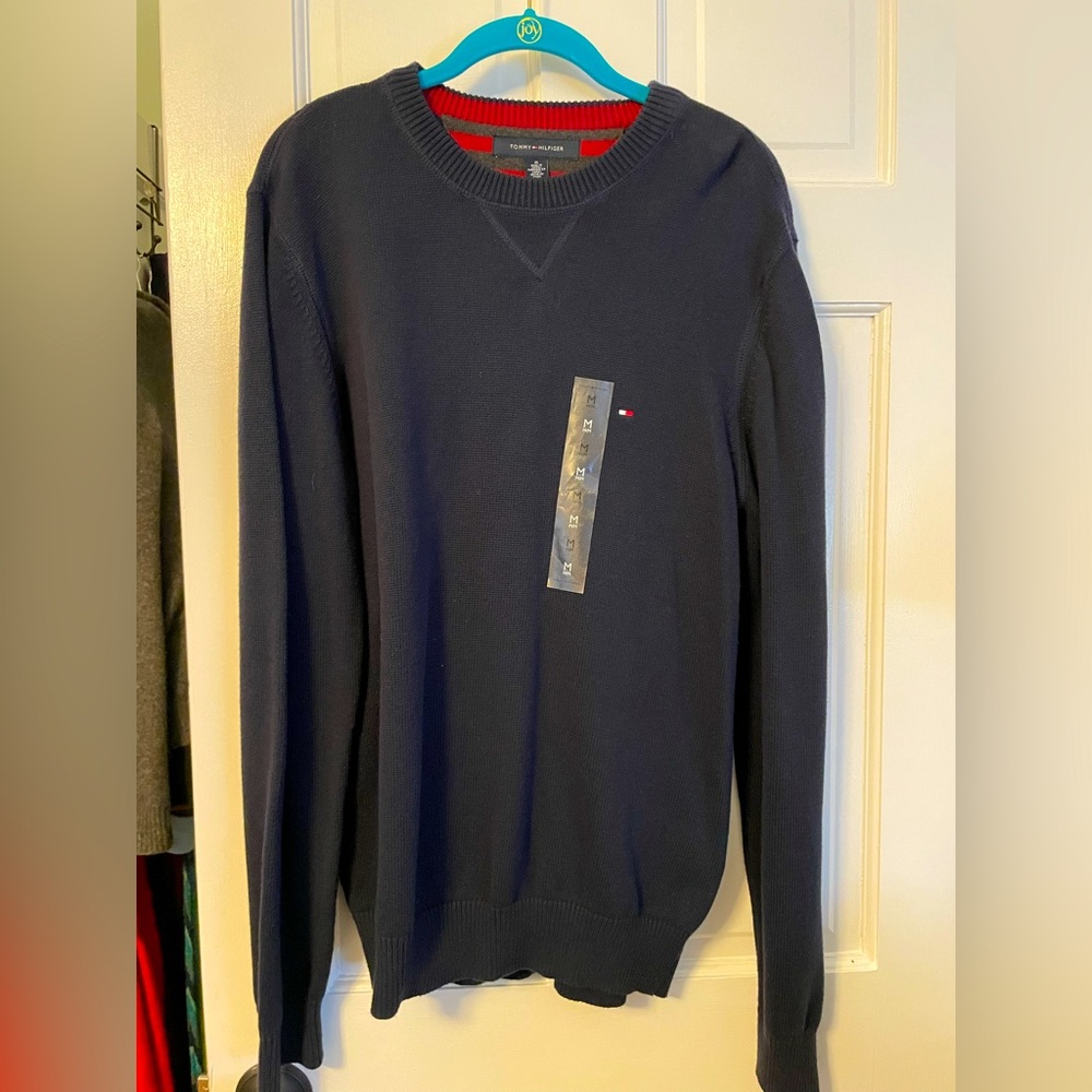 Tommy Hilfiger crew neck cotton navy/blue sweater NWOT